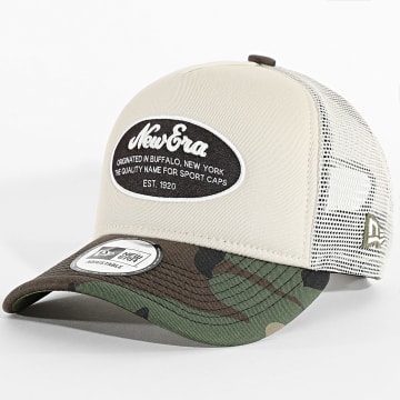 New Era - Casquette Trucker Patch 60691078 Beige Vert Kaki Camouflage