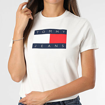 Tommy Jeans - Tee Shirt Femme Flag 2562 Blanc