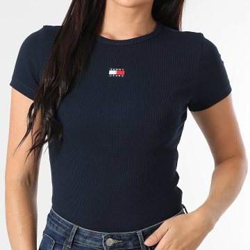 Tommy Jeans - Tee Shirt Slim Femme Badge 7881 Bleu Marine