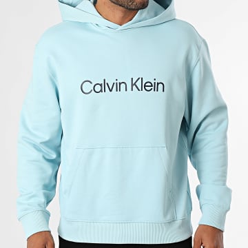 Calvin Klein - Sweat Capuche Standard Logo 231G Bleu Clair
