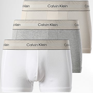Calvin Klein - Juego de 3 calzoncillos 4446 Blanco Beige Gris Brezo