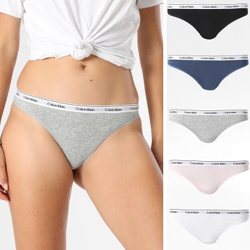 Calvin Klein - Set di 5 infradito da donna Icon Logo QD5221E Nero Bianco Rosa Navy Grigio Heather