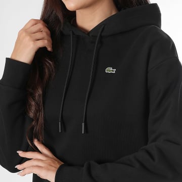 Lacoste - Sweat Capuche Femme Logo Brodé Crocodile Noir