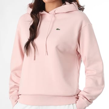 Lacoste - Sweat Capuche Femme Logo Brodé Crocodile Rose