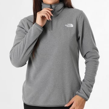 The North Face - Sweat Polaire Col Zippé Femme Glacier Fleece A8D2J Gris