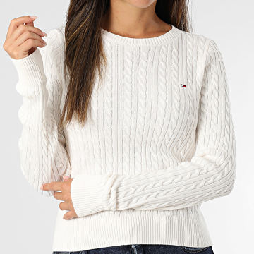 Tommy Jeans - Pull Femme Cable Essential 2165 Blanc