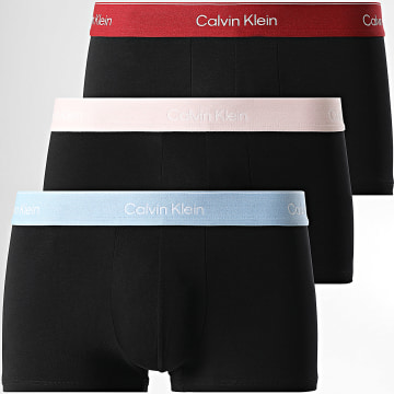 Calvin Klein - Lot De 3 Boxers Low Rise 4389 Noir Bleu Clair Rose Rouge