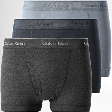 Calvin Klein - Lot De 3 Boxers NB4002A Bleu Marine Gris Anthracite Chiné Bleu Clair