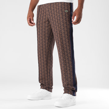 Lacoste - Pantalon Jogging A Bandes Logo Crocodile The Blend Camel Bleu