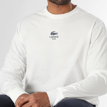 Lacoste - Wit Krokodillen Logo Lange Mouw T-shirt