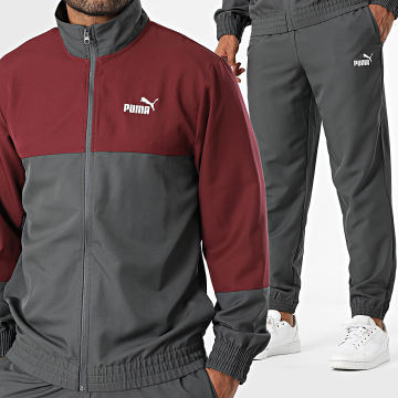 Puma - Colorblock Woven Track Suit 688173 Antraciet Grijs Bordeaux