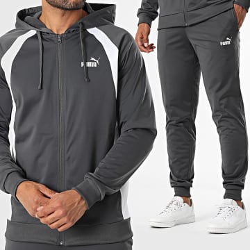Puma - Colorblock Geweven Trainingspak 688171 Grijs Antraciet Wit