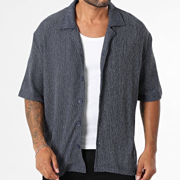 ADJ - Kurzarmhemd Textured 508 Marineblau meliert