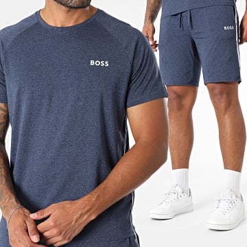 BOSS - Conjunto de camiseta y pantalón corto de jogging 50522221 50522215 Azul marino Chiné