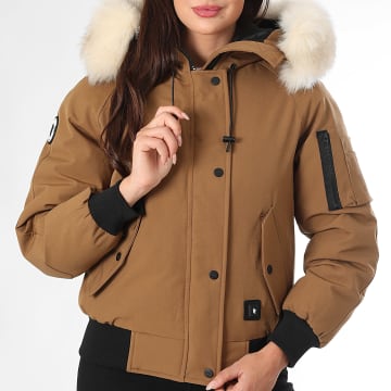 Comme Des Loups - Blouson Chauffant Femme Capuche Fourrure Madrid Camel Beige Clair