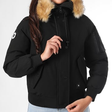 Comme Des Loups - Blouson Chauffant Femme Capuche Fourrure Madrid Noir Beige