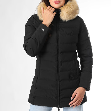 Comme Des Loups - Wärmende Daunenjacke Kapuze Pelz Frau Stockholm Schwarz