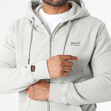 Superdry - Felpa Essential Logo Zip con cappuccio M2014128A Grigio erica