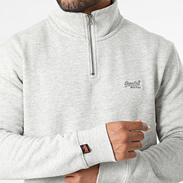 Superdry - Essential Henley Logo Zip Neck Sweat Top M2013750A Heather Grey