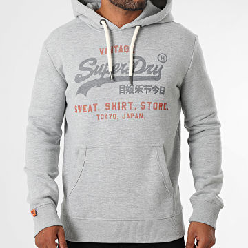 Superdry - Heritage M2014122A Sudadera con capucha gris jaspeado