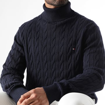 Tommy Hilfiger - Maglione classico in cotone con collo arrotolato 0439 blu navy