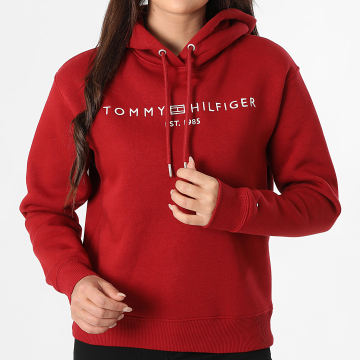 Tommy Hilfiger - Sudadera con capucha para mujer Corp Logo 3598 Rojo