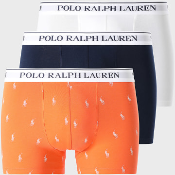 Polo Ralph Lauren - Lot De 3 Boxers Bleu Marine Blanc Orange