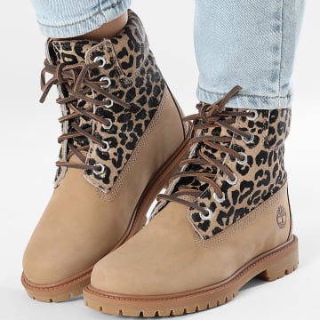 Timberland - Stivali Donna Premium 6 Inch Lace A5M5N Medium Beige Nubuck Leopard