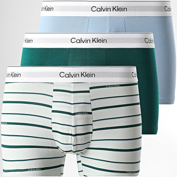 Calvin Klein - Set di 3 boxer NB4392 Verde scuro Azzurro Verde chiaro