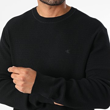 Calvin Klein - Pull Texture Cotton 327G Noir