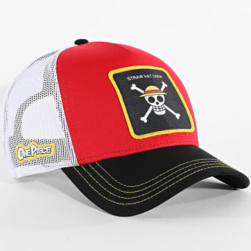 Capslab - Casquette Trucker Straw Hat Crew Noir Rouge Blanc