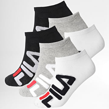 Fila - Lote de 6 Pares de Calcetines F9199 Blanco Negro Gris Brezo