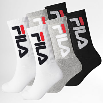 Fila - Confezione da 6 paia di calzini F9598 bianco nero grigio erica