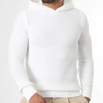 LBO - Pullover Mit Kapuze Grobe Maschen 0645 Weiß