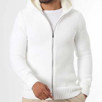LBO - Sweater Zippered Thick Stitches Sherpa 0687 White