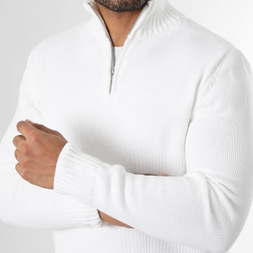LBO - Suéter Cuello Semi Cremallera Punto Mediano 0688 Blanco