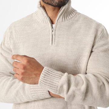 LBO - Maglione Col Mezzo Zip Maglie Medie 0678 Beige