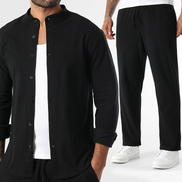LBO - Ensemble Chemise Manches Longues Et Pantalon Texturé 2217 Noir