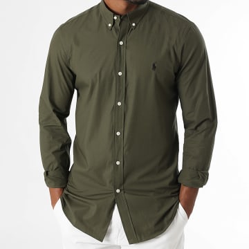 Polo Ralph Lauren - Chemise Manches Longues Slim Original Player Vert Kaki