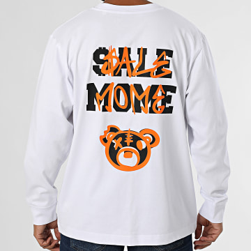 Sale Môme Paris - Tee Shirt Manches Longues Nounours Spray Blanc Orange