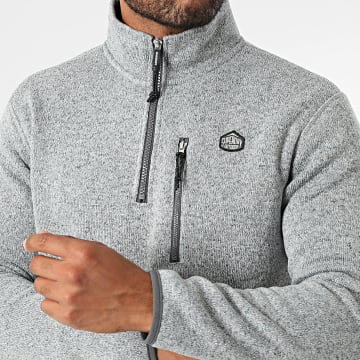 Superdry - Storm M2014257A Sudadera con cuello y cremallera gris jaspeado