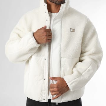 Tommy Jeans - Veste Zippée Sherpa Essential Mix Teddy 2066 Blanc