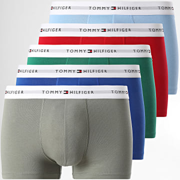 Tommy Hilfiger - Set di 5 boxer 3432 Rosso Grigio Azzurro Blu Reale Verde