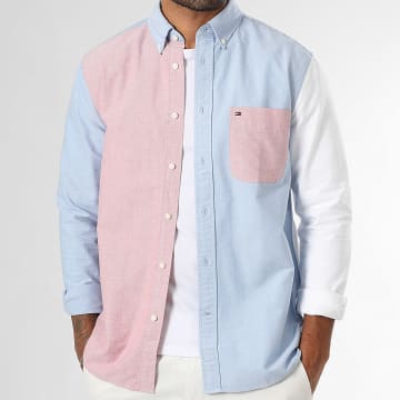 Tommy Hilfiger - Colorblock Oxford Long Sleeve Shirt 1492 Light Blue Red White