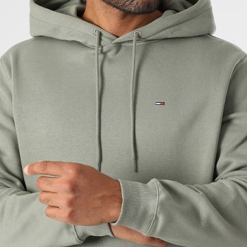 Tommy Jeans - Sweat Capuche Flag 0742 Vert Kaki Clair