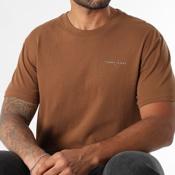 Tommy Jeans - Tee Shirt Slim Linear Chest 1780 Marron
