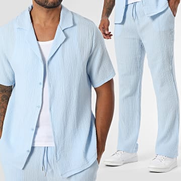 Uniplay - Set camicia a maniche corte e pantaloni effetto lino 167 azzurro