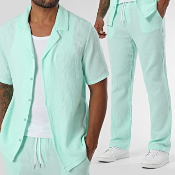 Uniplay - Set camicia a maniche corte e pantaloni effetto lino 167 verde chiaro