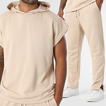 Uniplay - Ensemble Tee Shirt Capuche Sans Manches Et Pantalon Jogging 217 Beige