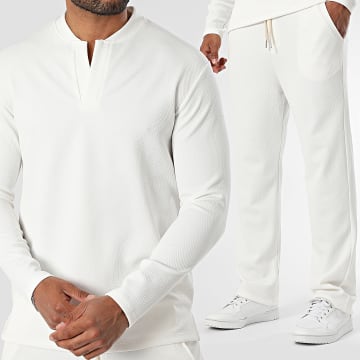 Uniplay - Maglietta a maniche lunghe testurizzata e pantaloni da jogging 216 Set beige chiaro